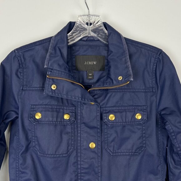 J Crew Womens Downtown Field Jacket Blue Waxed Cotton  Military 19034 size XXS - Picture 3 of 12
